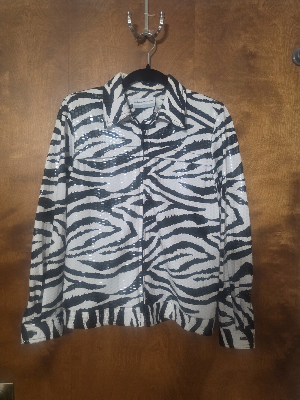 Alfred Dunner Black and White Zebra Sequin Jacket